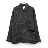 DAMAGE WOOL HERRINGBONE COVER ALL WHITE×BLACK