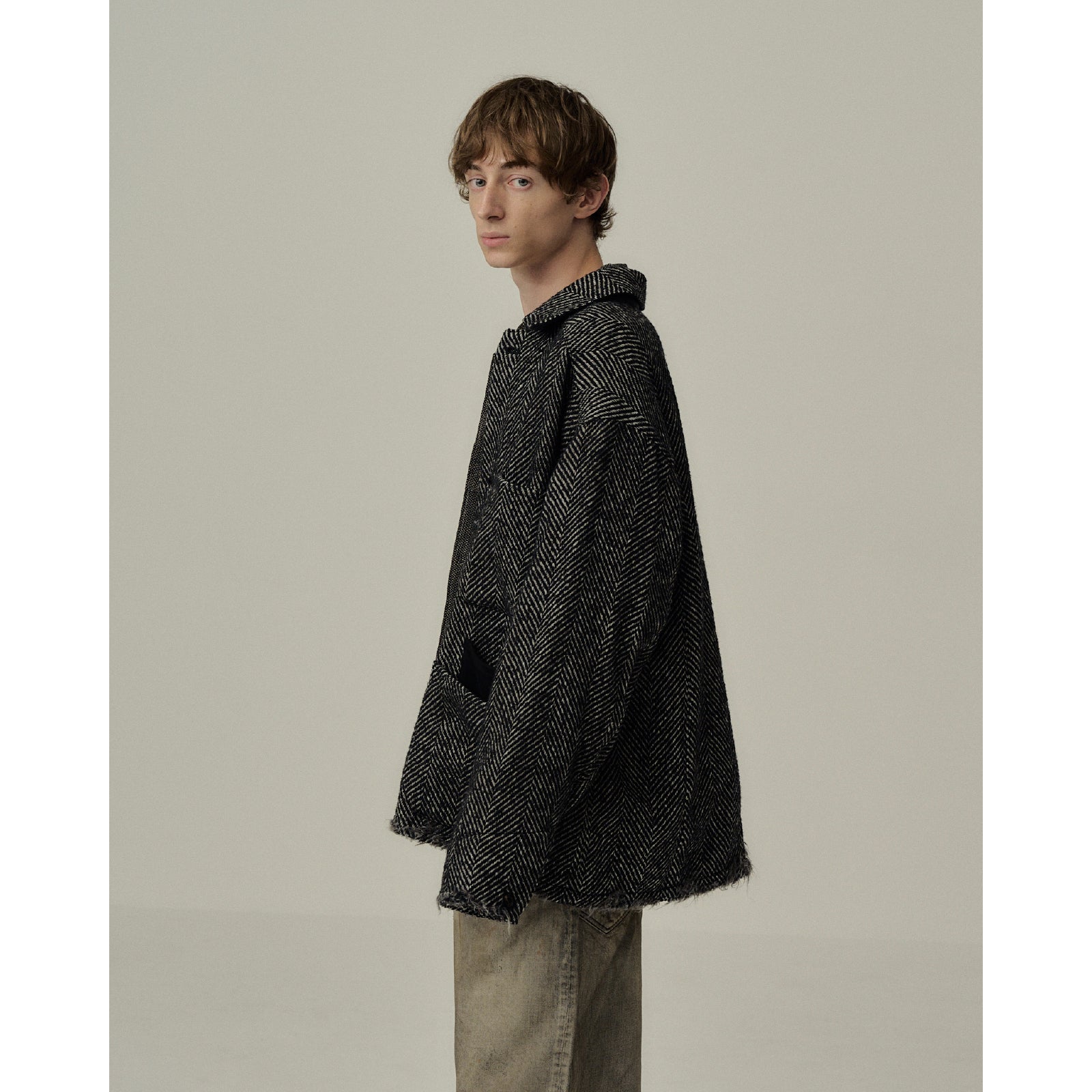 DAMAGE WOOL HERRINGBONE COVER ALL