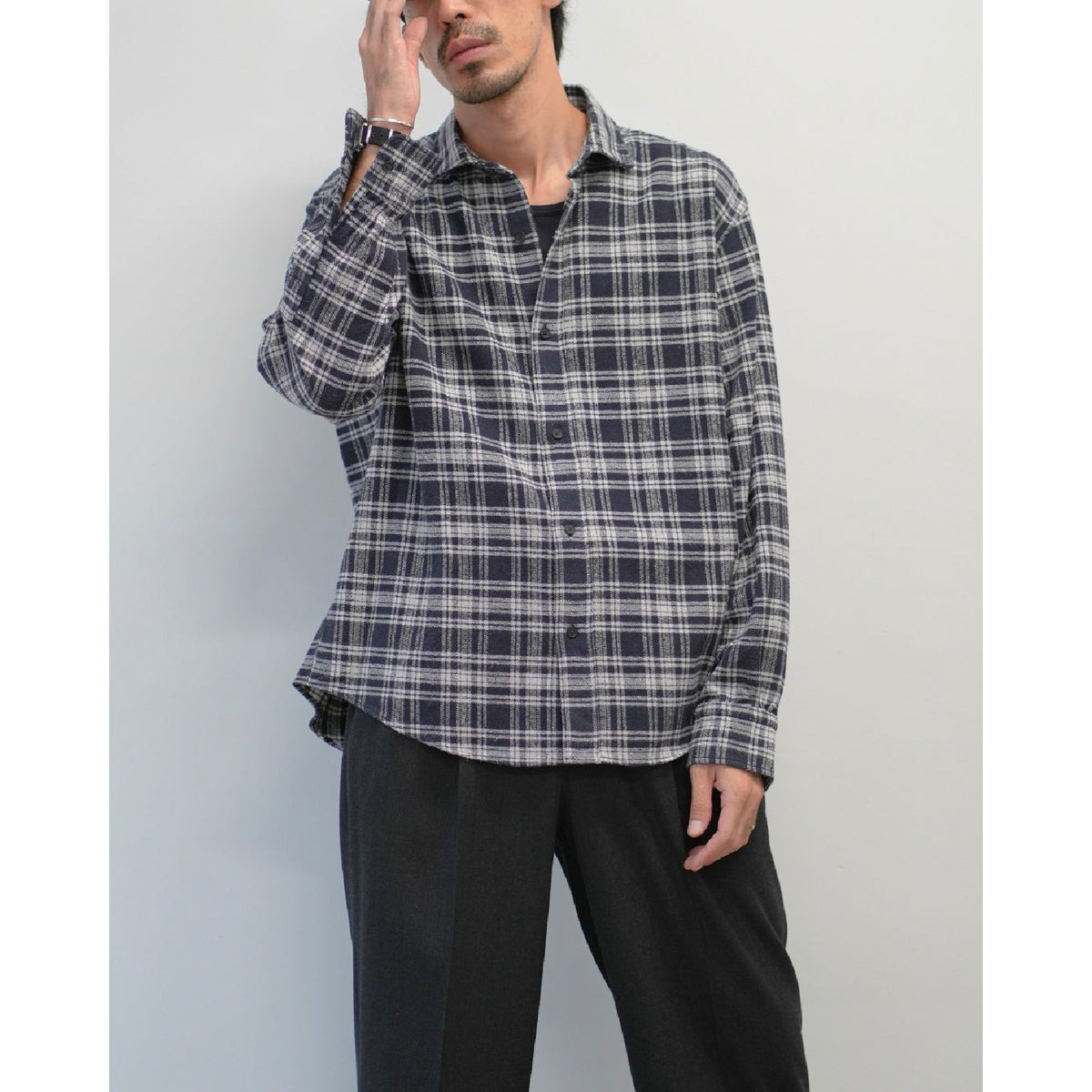 Vintage Cotton Silk Nep Twill Check Shirt