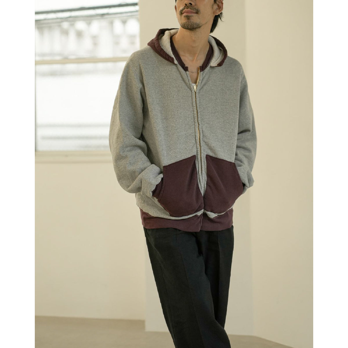 Vintage Attached Hood Zip Parka