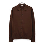 Cotton Knit Polo Collar Cardigan BROWN