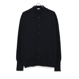 Cotton Knit Polo Collar Cardigan BLACK
