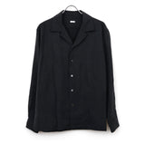 Vintage Silk Linen Open Collar Shirt BLACK