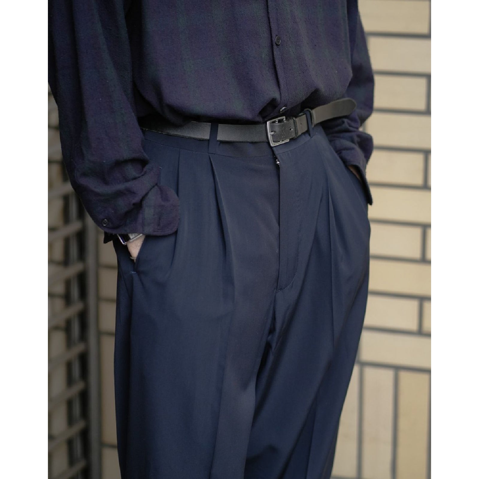 Wool Rayon Wide Trousers