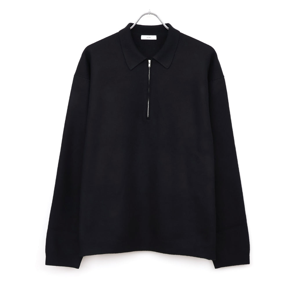 FINE WOOL MELTON_ZIP UP POLO SWEATER