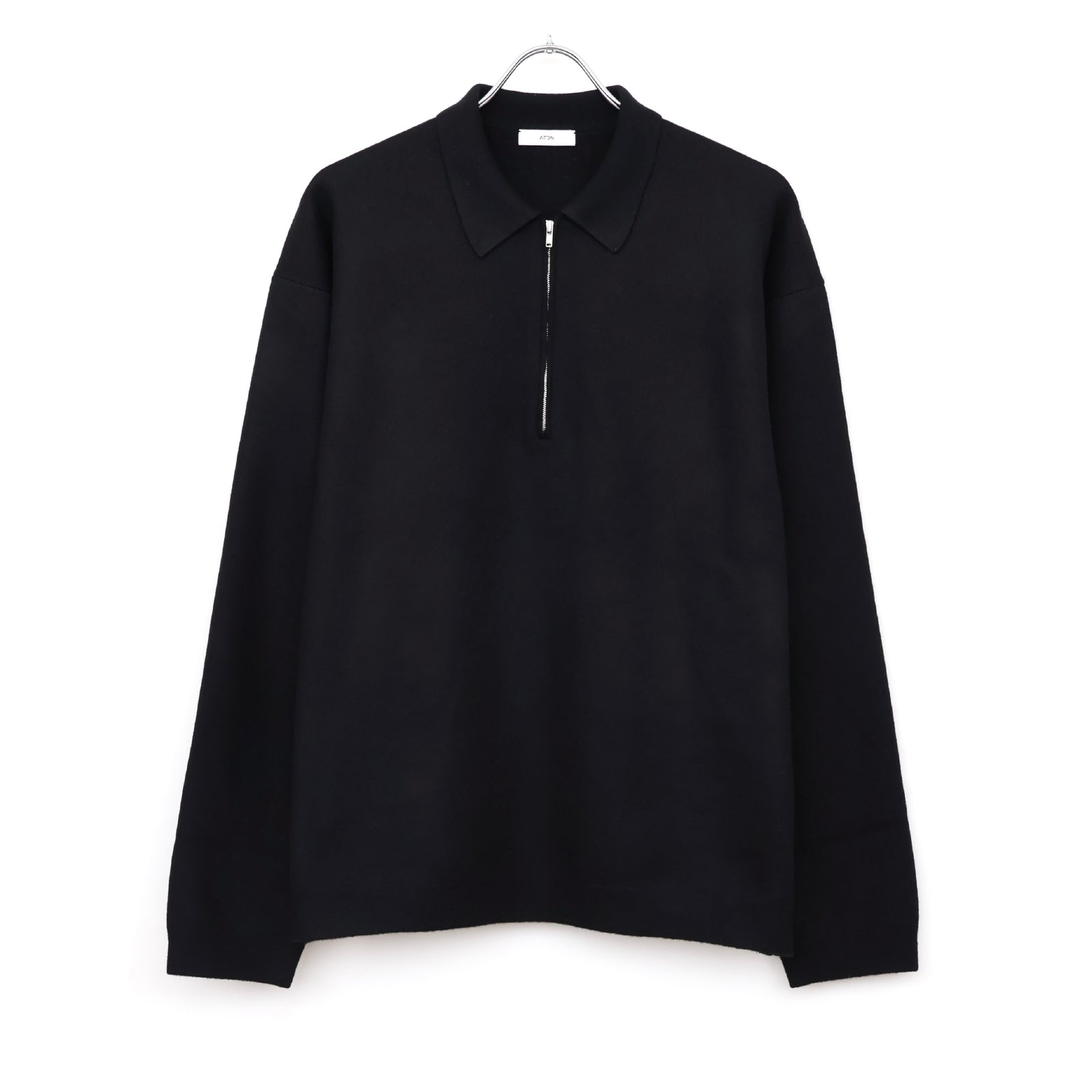 FINE WOOL MELTON_ZIP UP POLO SWEATER