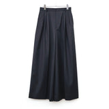 COMPACT WOOL_3TUCKED WIDE PANTS CHARCOAL GRAY