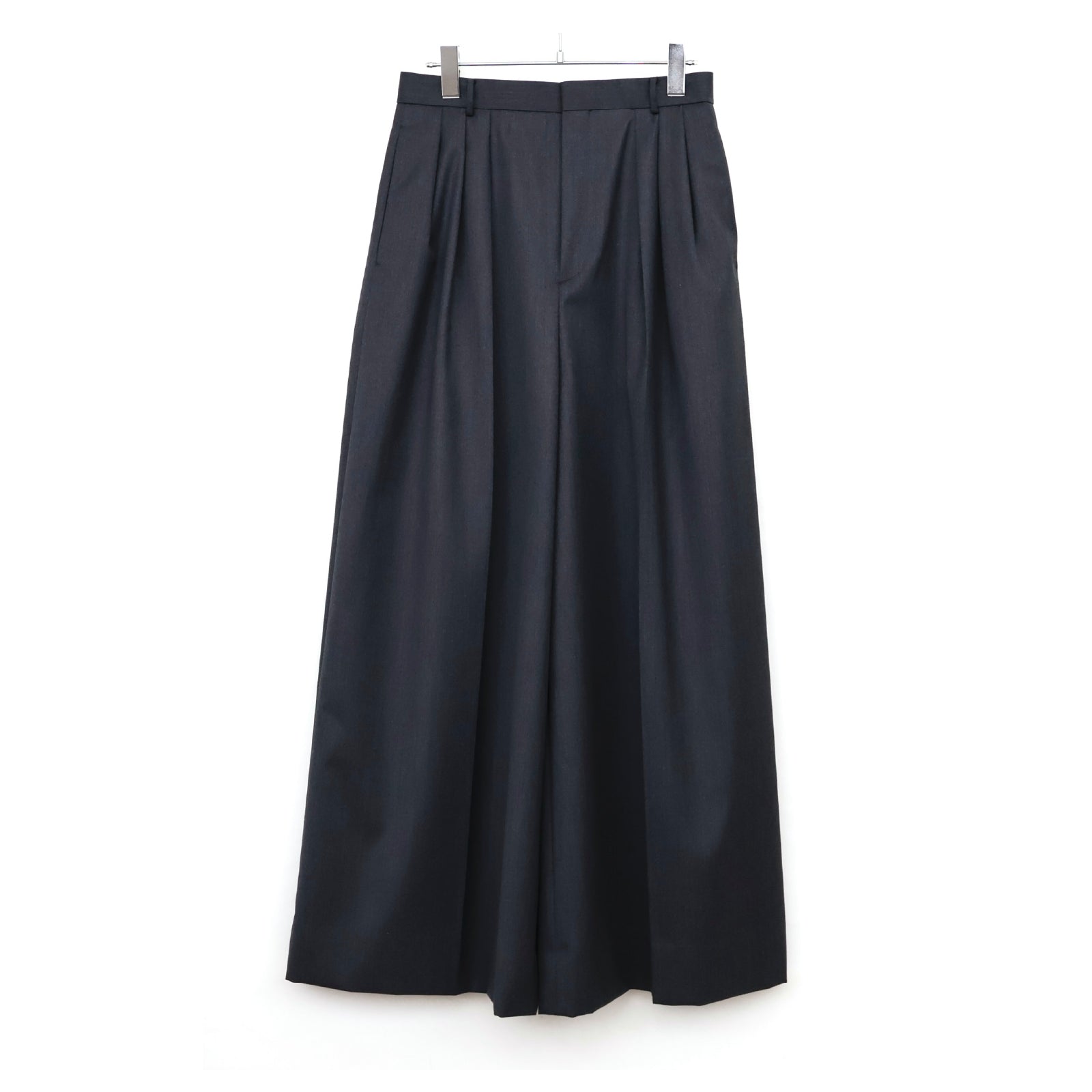 COMPACT WOOL_3TUCKED WIDE PANTS