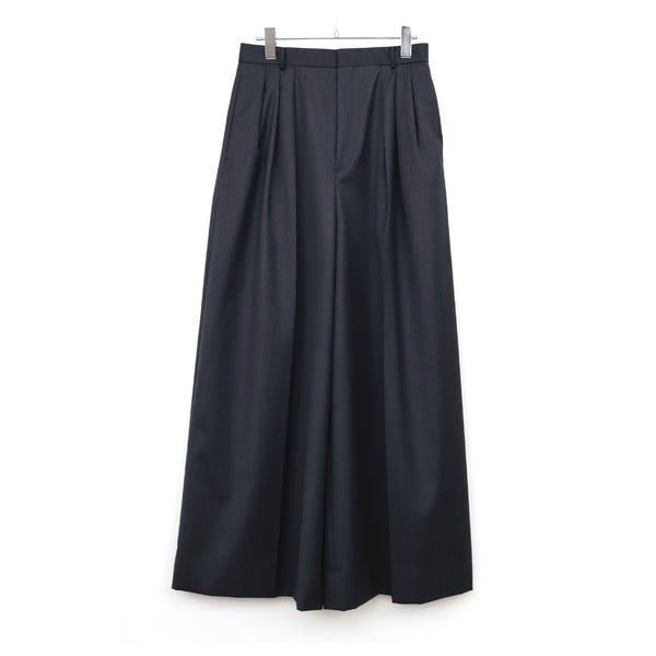 COMPACT WOOL_3TUCKED WIDE PANTS