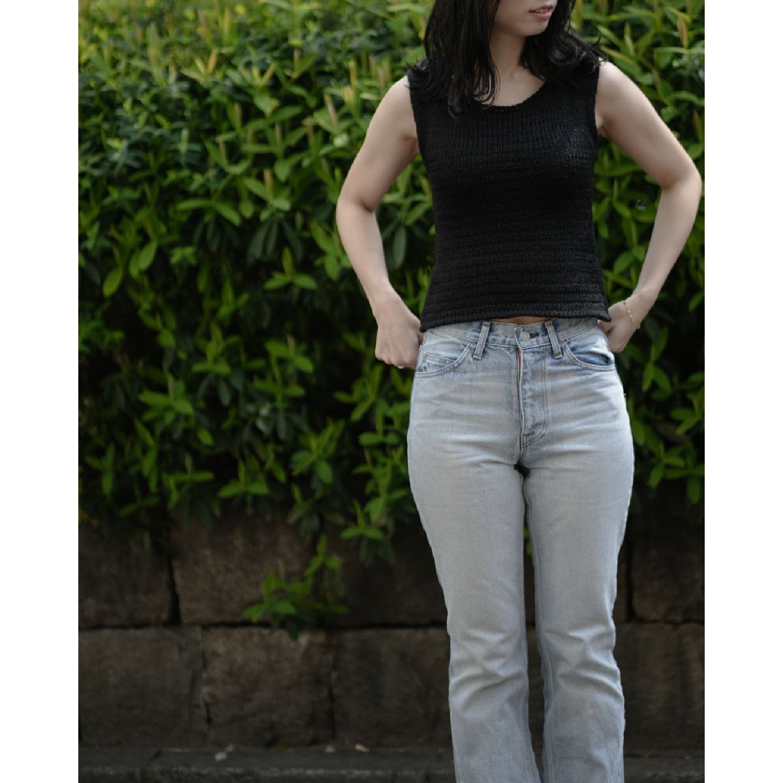 シルク ノースリーブニットトップ(women's)