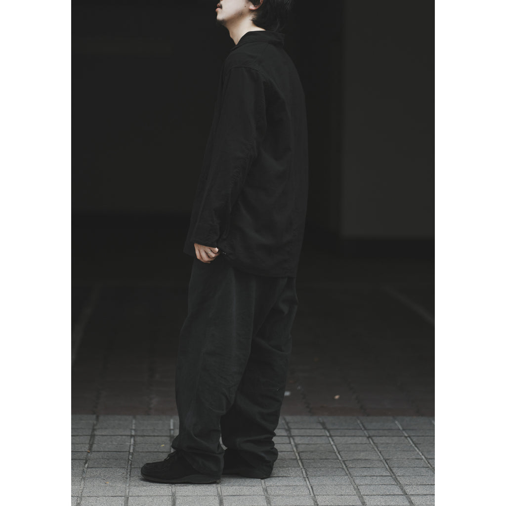 COMOLI(コモリ) / カーフスキンジップショートジャケット-BLACK