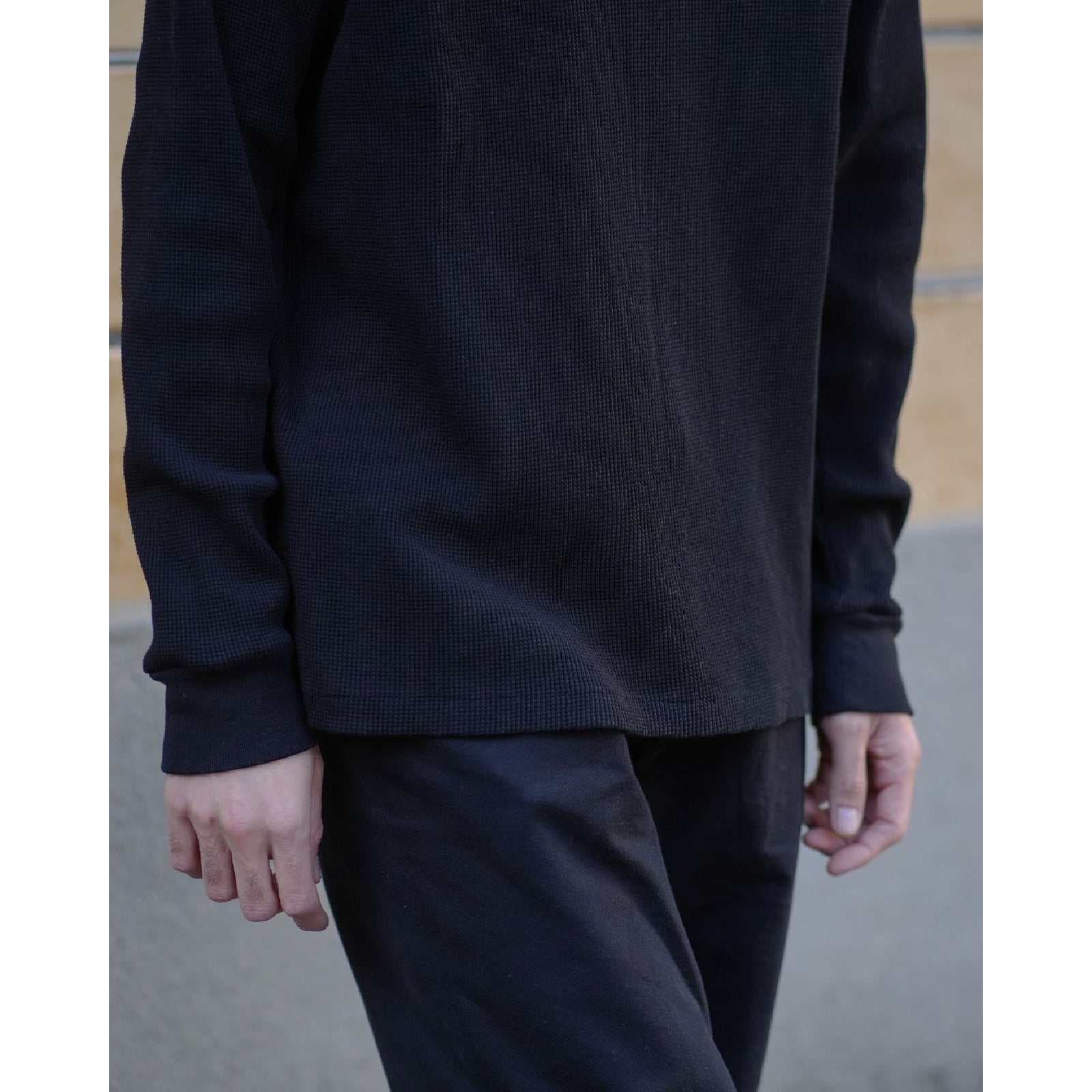 コットンワッフル 長袖Tシャツ