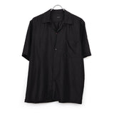 ウールシルク 半袖オープンカラーシャツ BROWN
