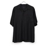ウールシルク 半袖オープンカラーシャツ CHARCOAL