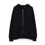 コットン裏毛 ジップパーカ BLACK