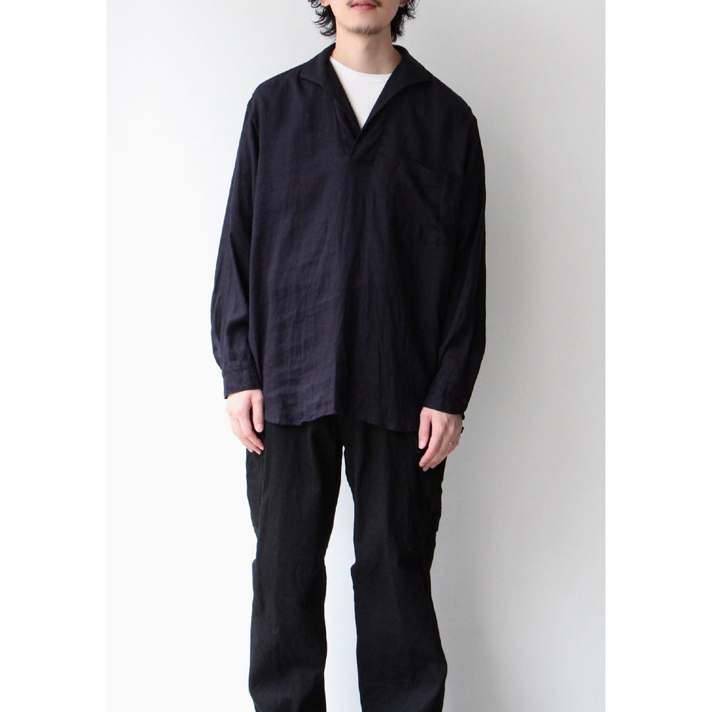 23SS コモリ リネンツイルスキッパーシャツ NAVY サイズ2 新品未