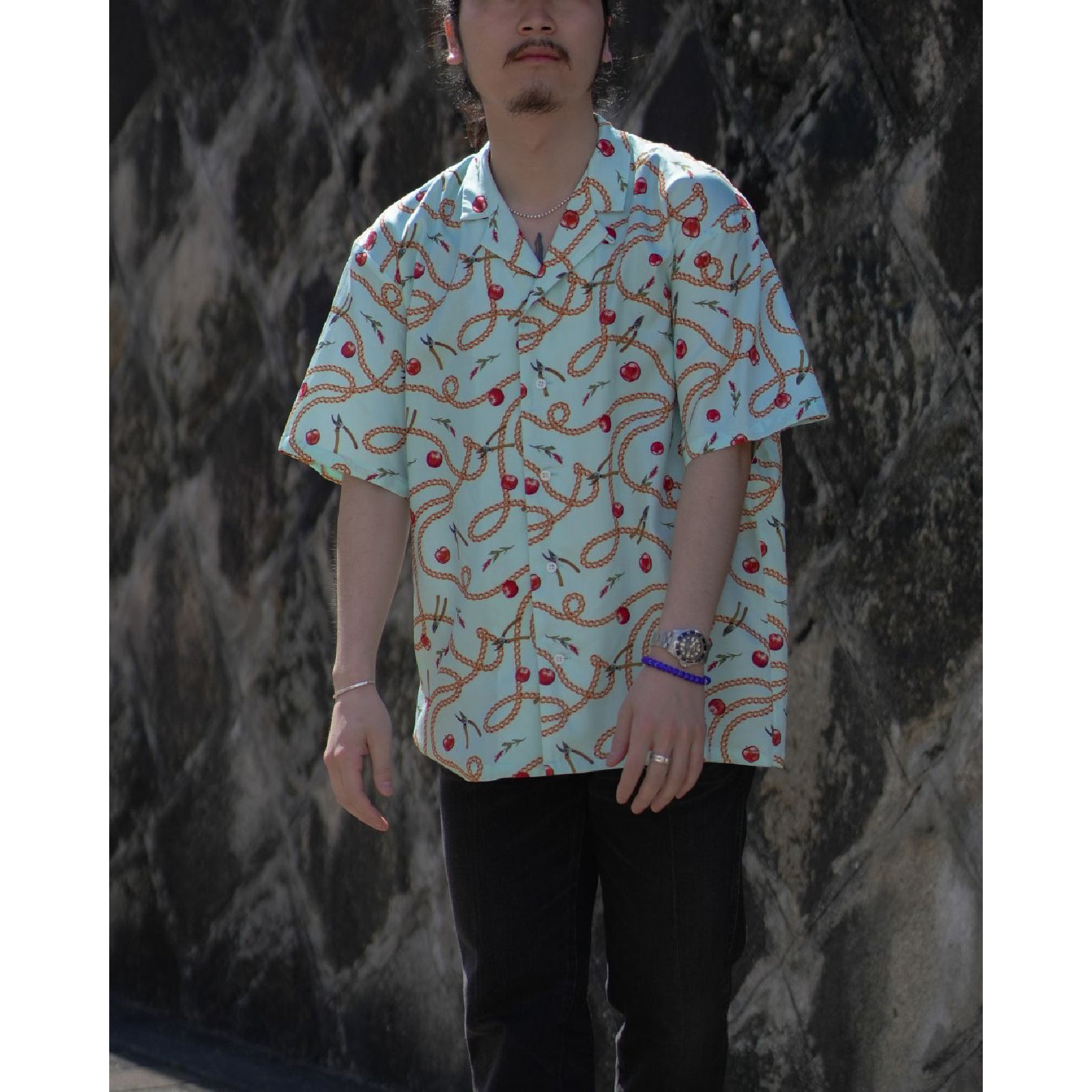 Open-collar S/S shirt (apple&chain) | ref. / Web Store