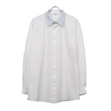 Leather combi shirt WHITE