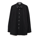 Leather combi shirt BLACK