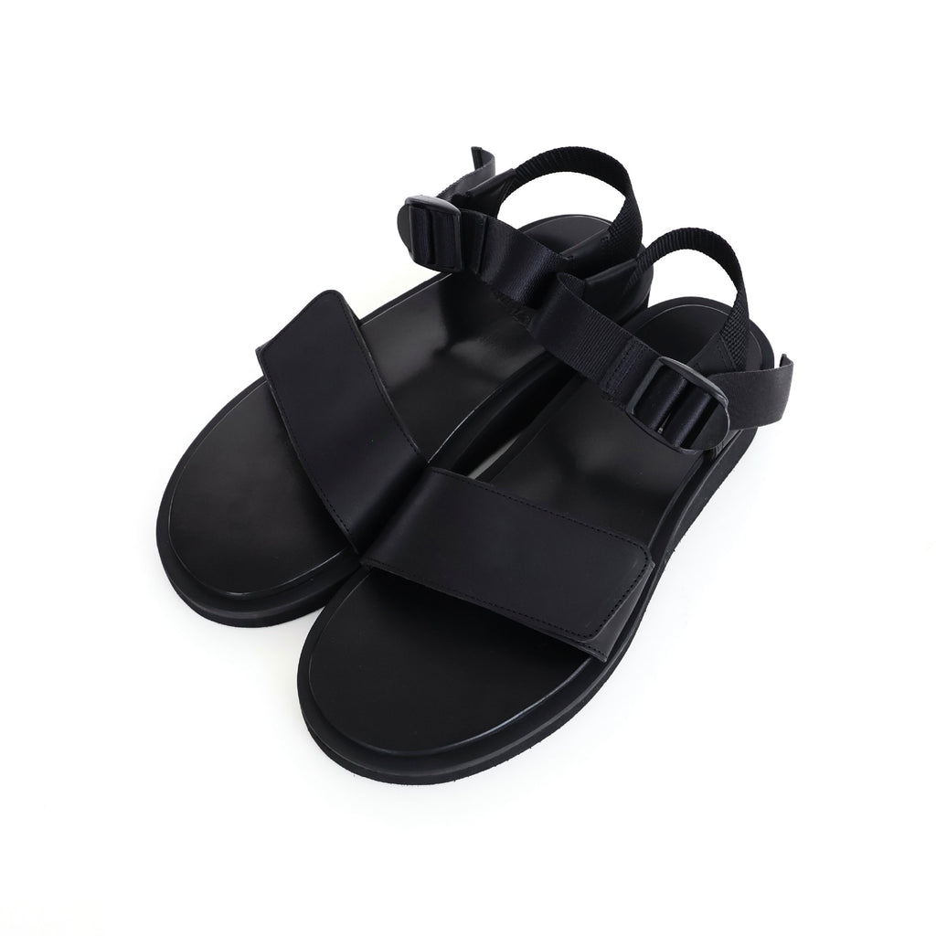 Sandals with Velcro Straps wide belt in smooth Leather