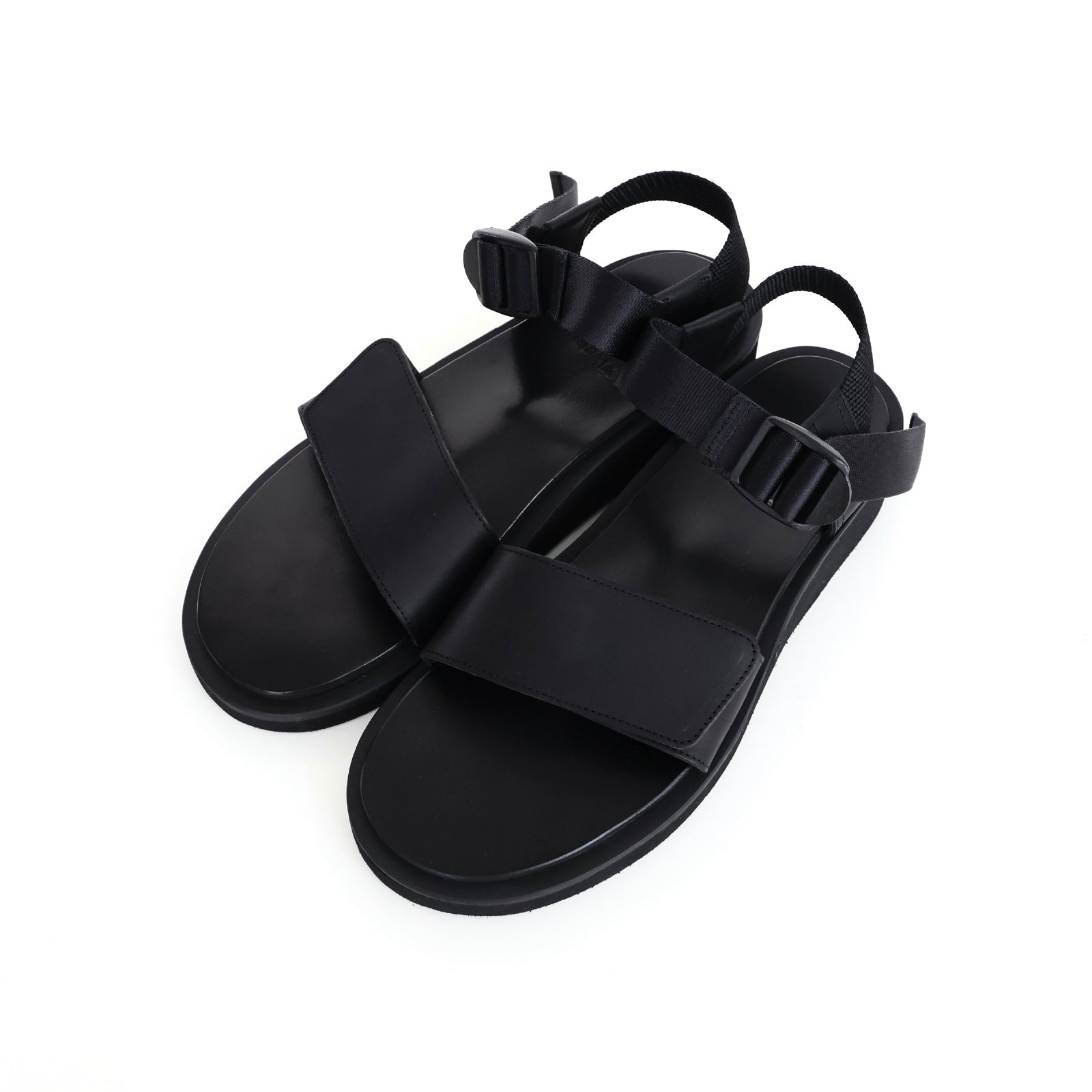 Sandals with Velcro Straps wide belt in smooth Leather