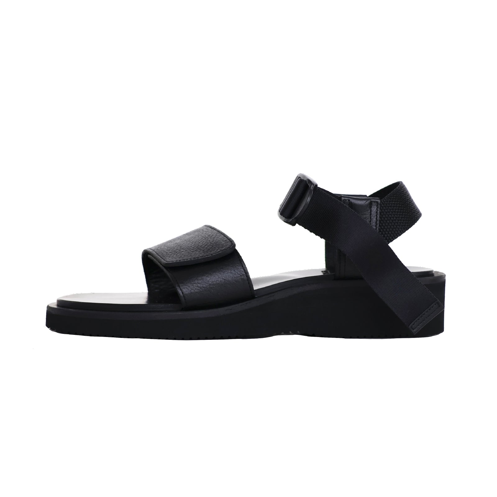 Sandals with Velcro Straps wide belt in Grain Leather