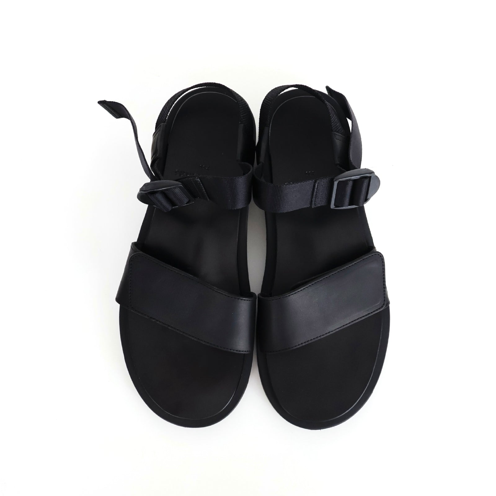 Sandals with Velcro Straps wide belt in smooth Leather