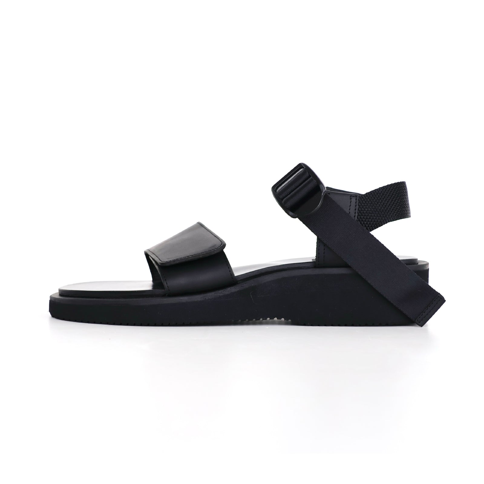 Sandals with Velcro Straps wide belt in smooth Leather