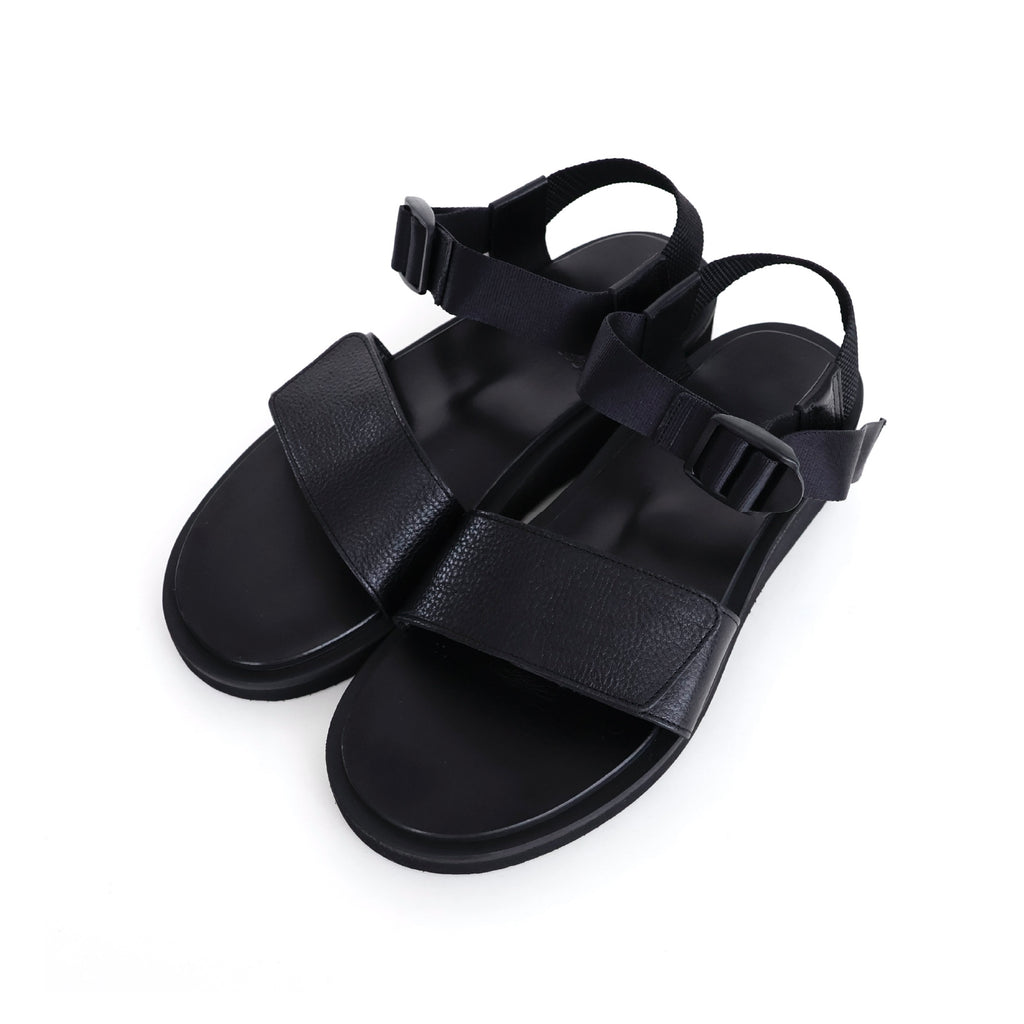 Sandals with Velcro Straps wide belt in Grain Leather