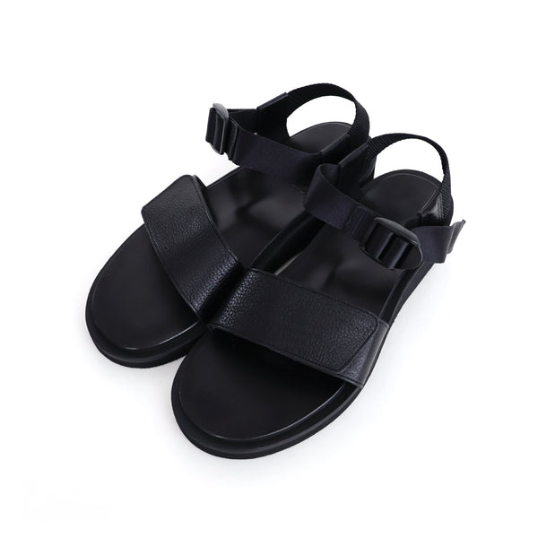 Sandals with Velcro Straps wide belt in Grain Leather