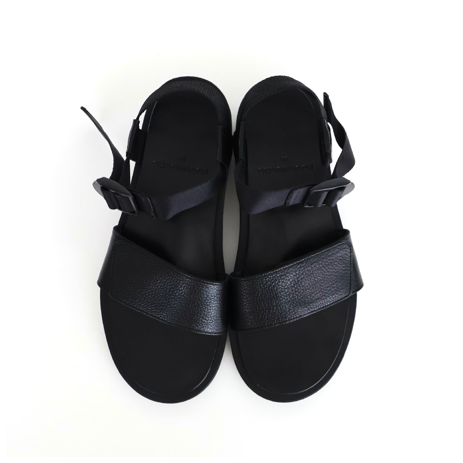 Sandals with Velcro Straps wide belt in Grain Leather