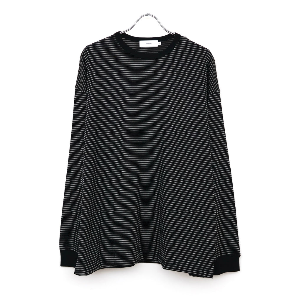 Fine Wool Border L/S Crew Neck Tee