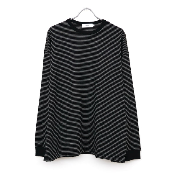 Fine Wool Border L/S Crew Neck Tee