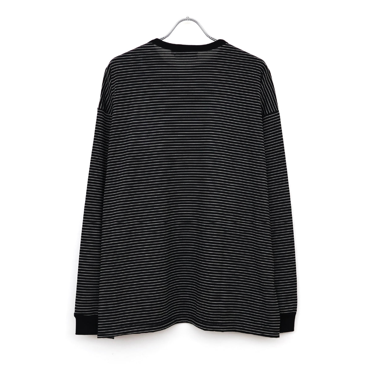Fine Wool Border L/S Crew Neck Tee
