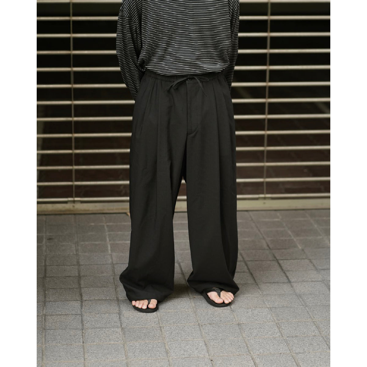 Wool Hopsack Drawstring Track Pants