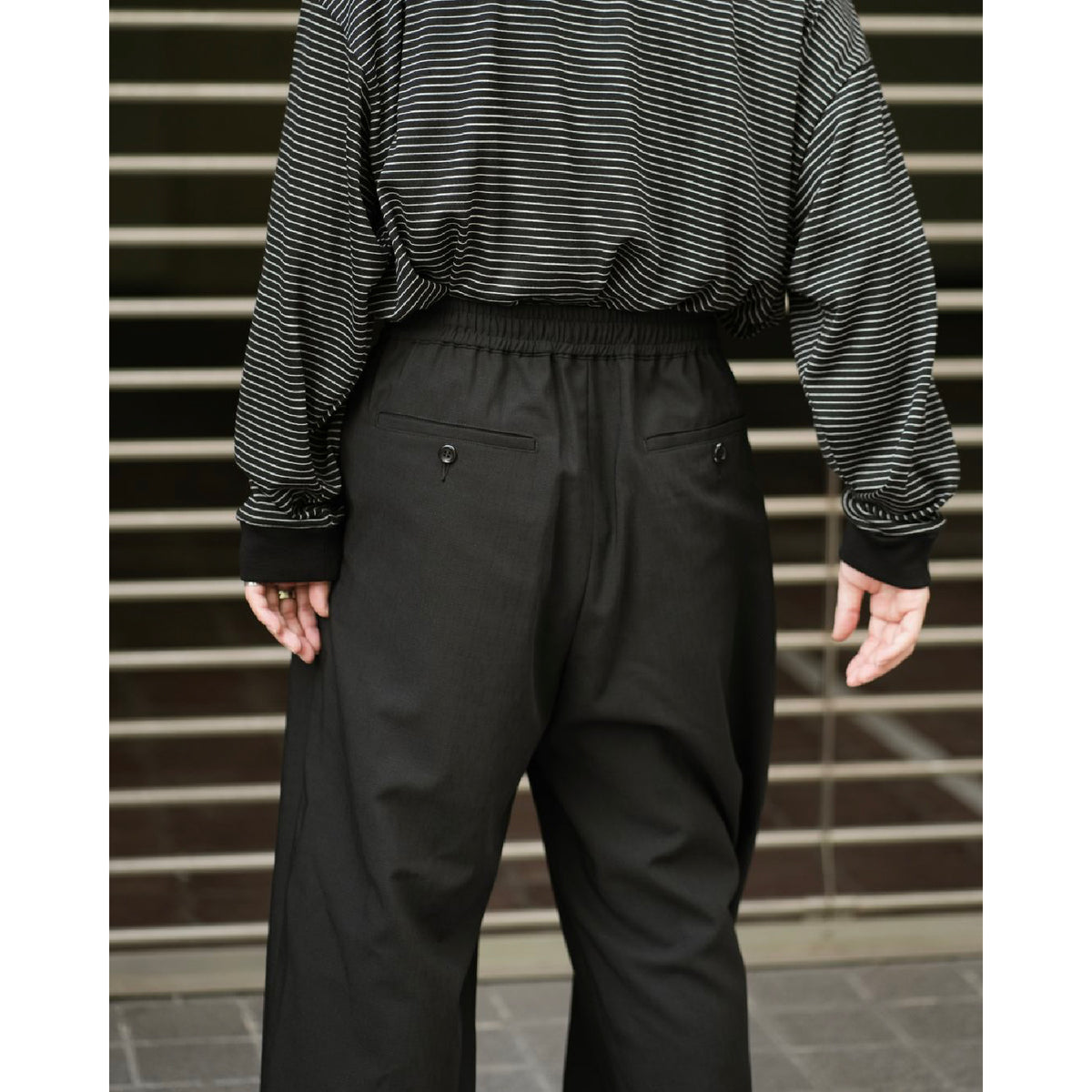 Wool Hopsack Drawstring Track Pants