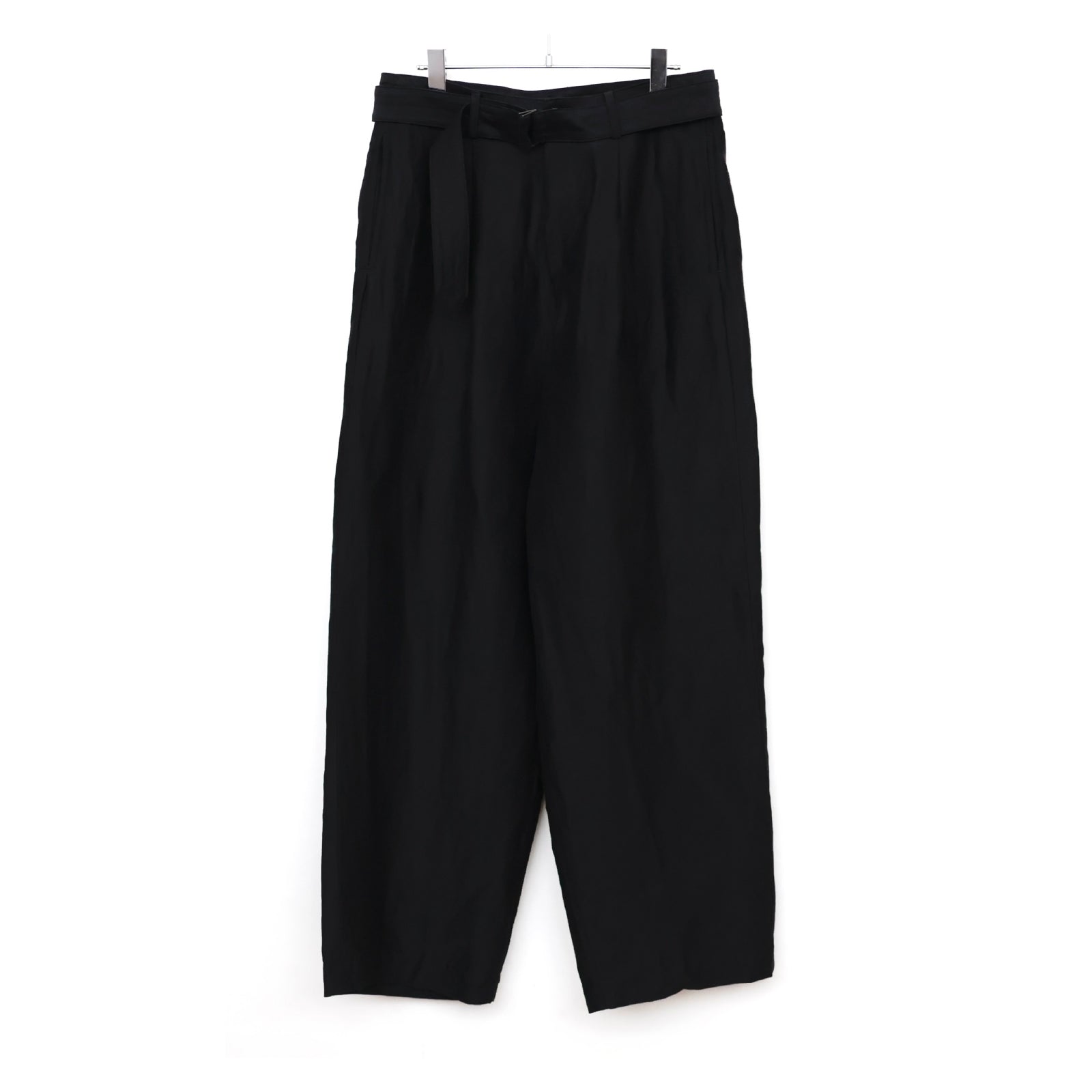 Linen Cupro Back Satin Belted Pants