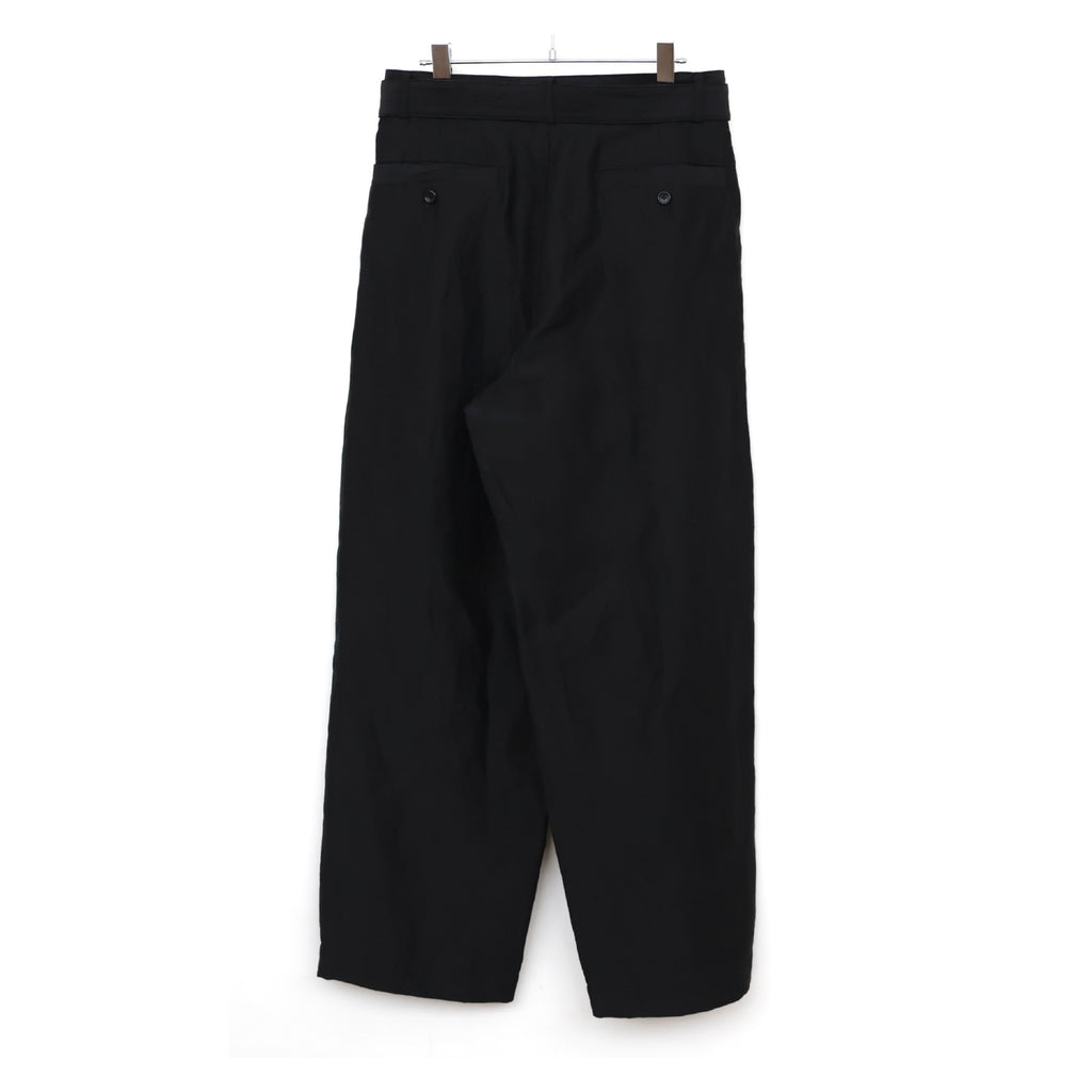 Linen Cupro Back Satin Belted Pants