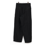 Linen Cupro Back Satin Belted Pants BLACK