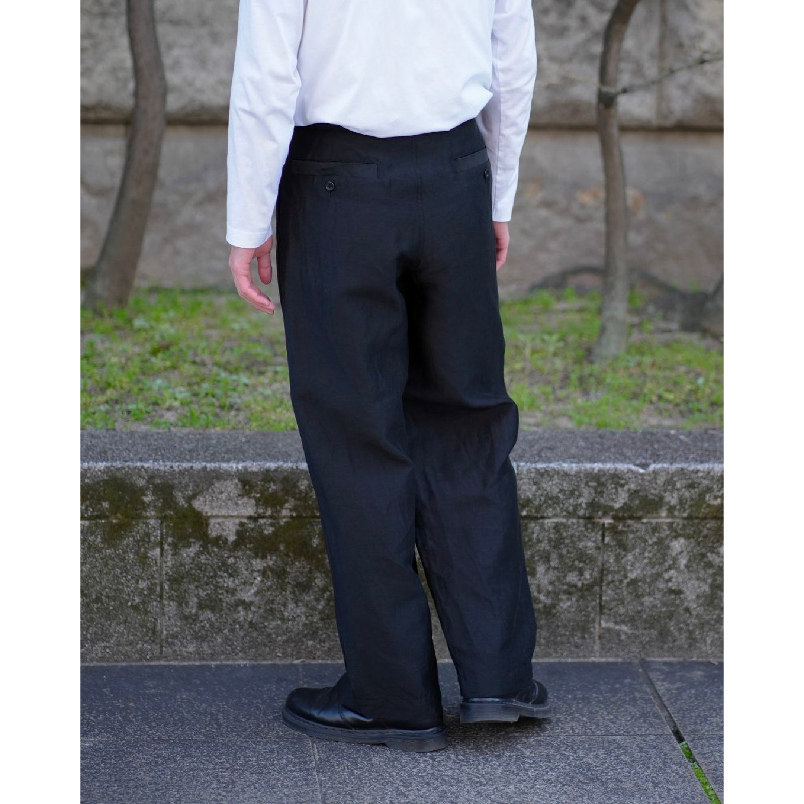 Linen Cupro Back Satin Belted Pants