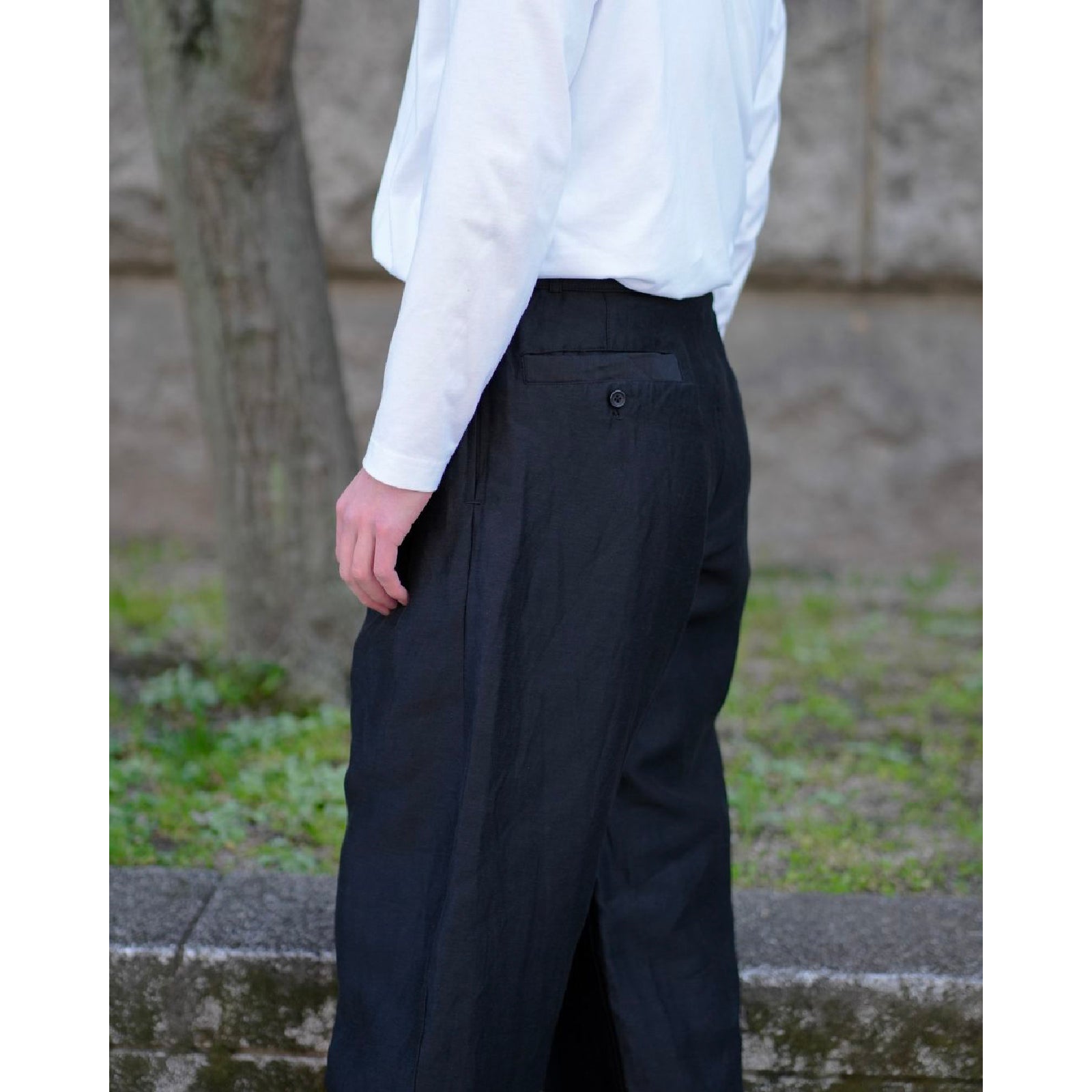 Linen Cupro Back Satin Belted Pants