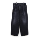 Selvage Denim Two Tuck Pants BLACK_DARK FADE
