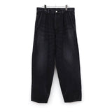 Selvage Denim Two Tuck Tapered Pants BLACK_DARK FADE
