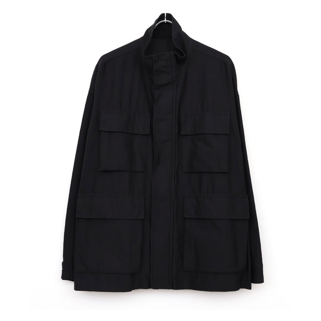 Cotton Cupro Back Satin Military Jacket