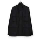 Cotton Cupro Back Satin Military Jacket BLACK