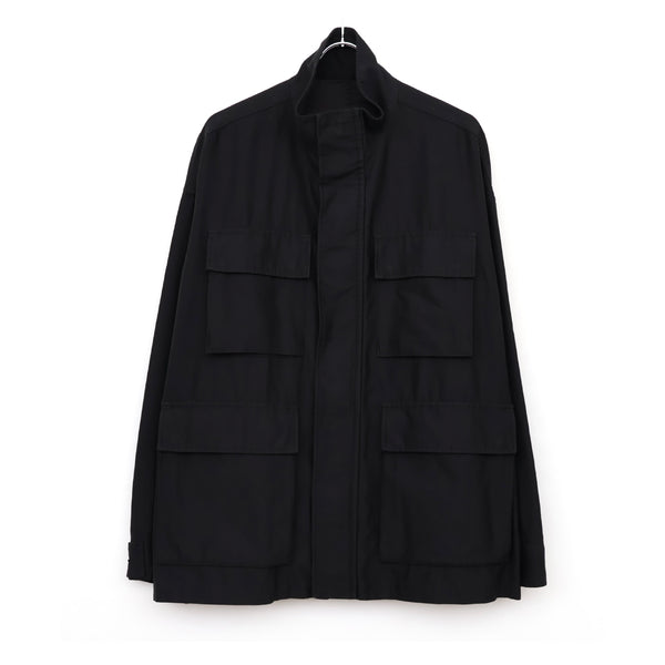 Cotton Cupro Back Satin Military Jacket