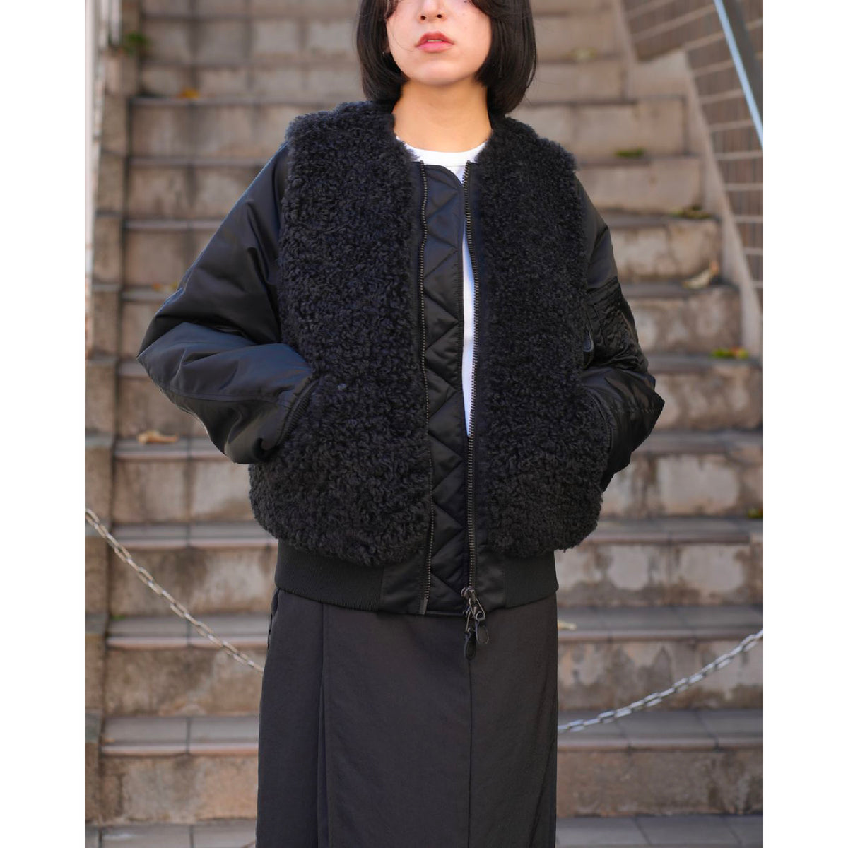 FAUX SHEARLING TYPE MA-1 JACKET