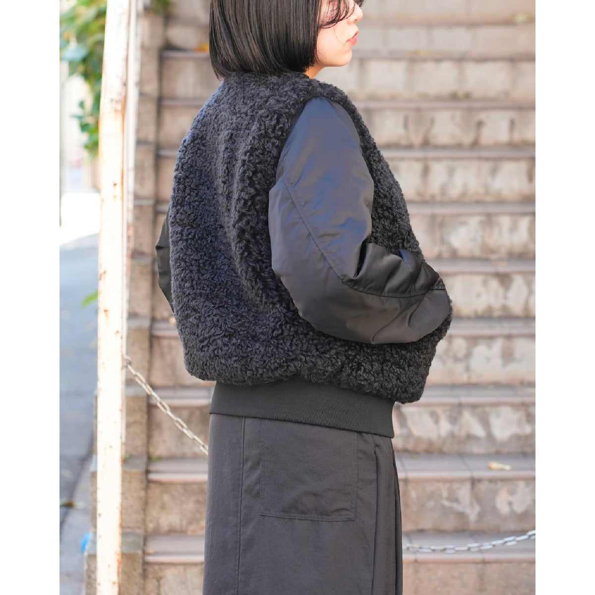 FAUX SHEARLING TYPE MA-1 JACKET