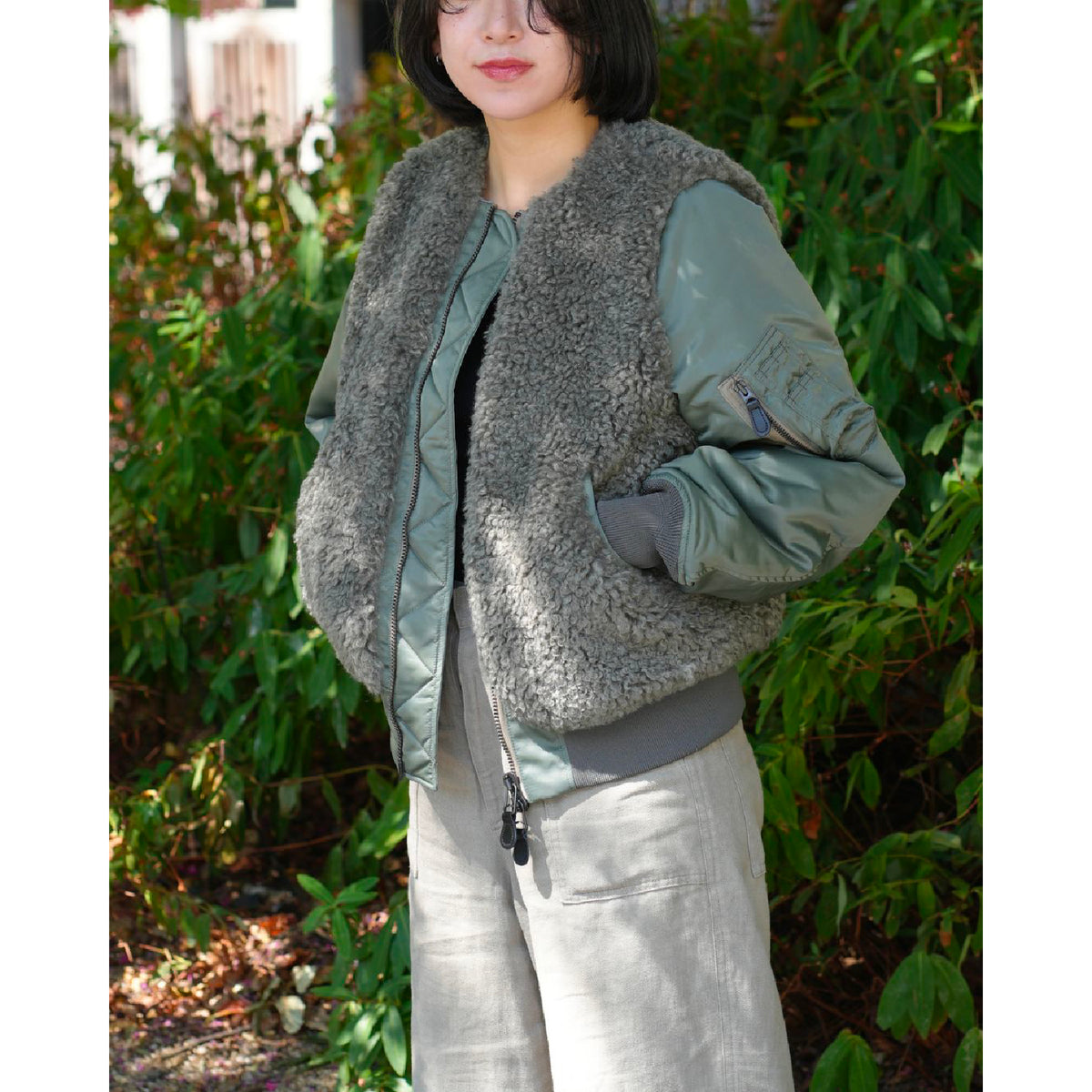 FAUX SHEARLING TYPE MA-1 JACKET