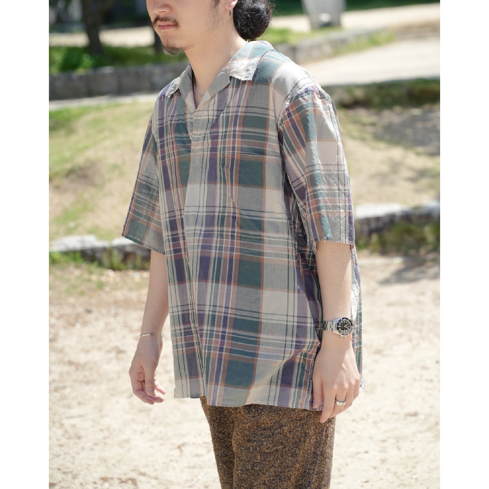 Gauze Plaid Pullover SS Shirt